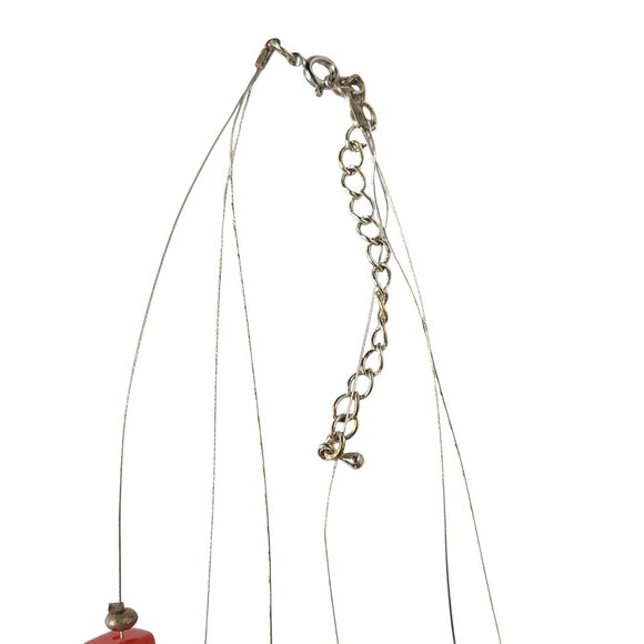 Vintage Red Bead Statement Necklace Multi-Strand Layered - Picture 3 of 4